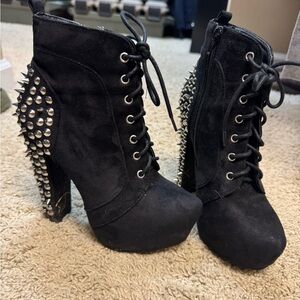 Charlotte Russe Black Lace Up Boots with Chunky Soles